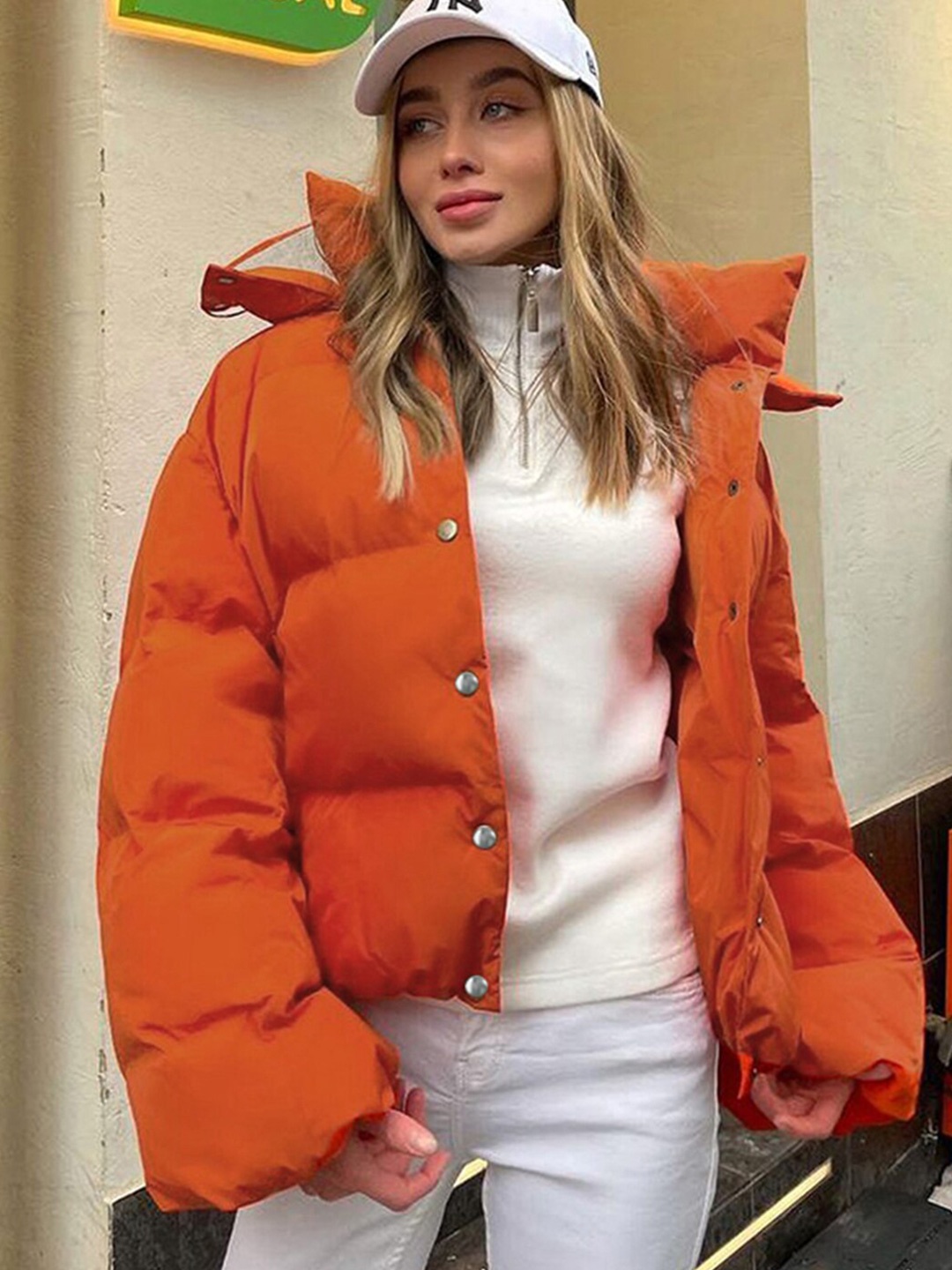 

StyleCast Orange Hooded Puffer Jacket