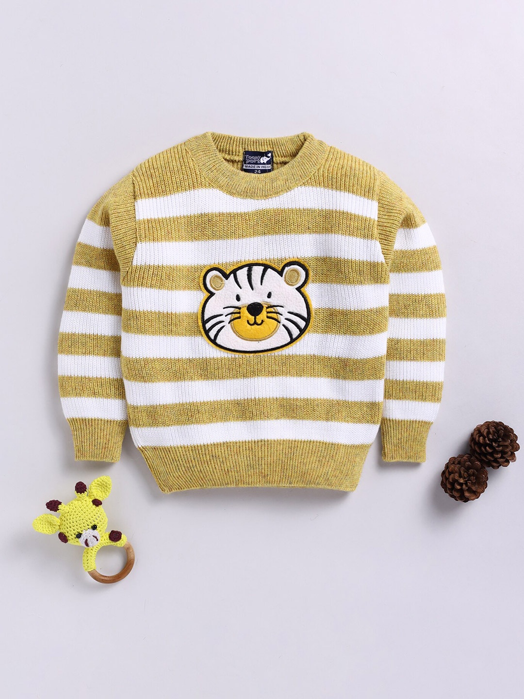 

Toonyport Boys Striped Woollen Pullover, Yellow