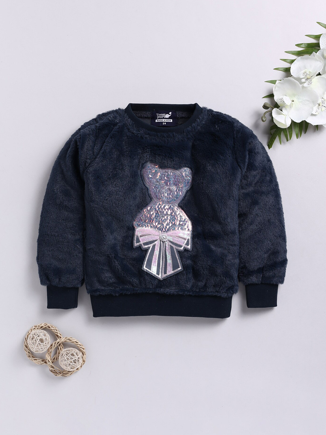 

Toonyport Boys Embroidered Woollen Pullover, Navy blue