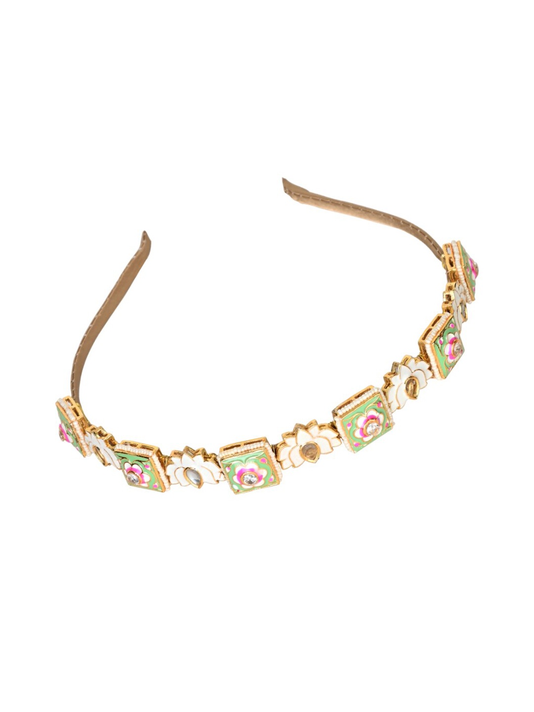 

Aye Candy Girls Lotus Kundan Embellished Hairband, Gold