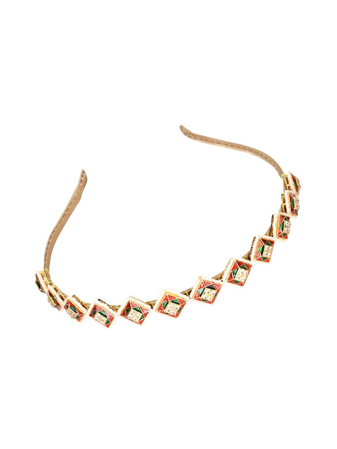 

Aye Candy Girls Kundan Embellished Hairband, Red
