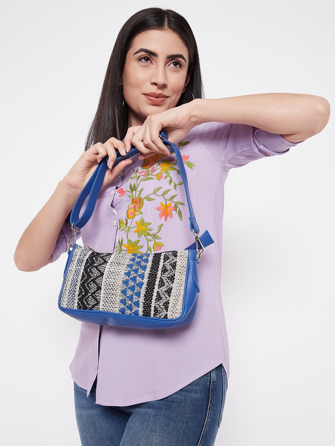 

Anouk Blue Ethnic Motifs Cotton Sling Bag