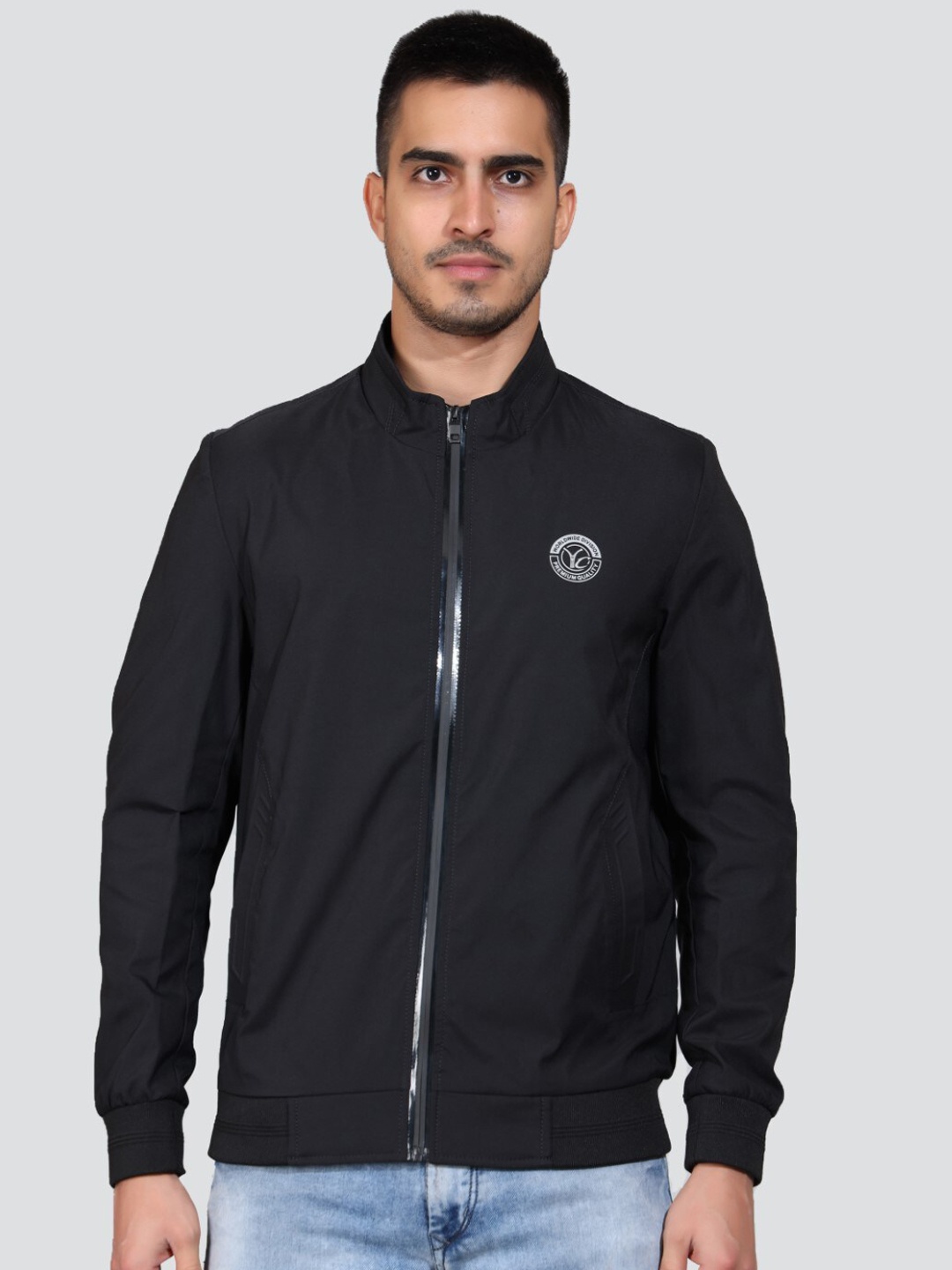 

YOUNG CLUB CLASSIC Stand Collar Bomber Jacket, Black