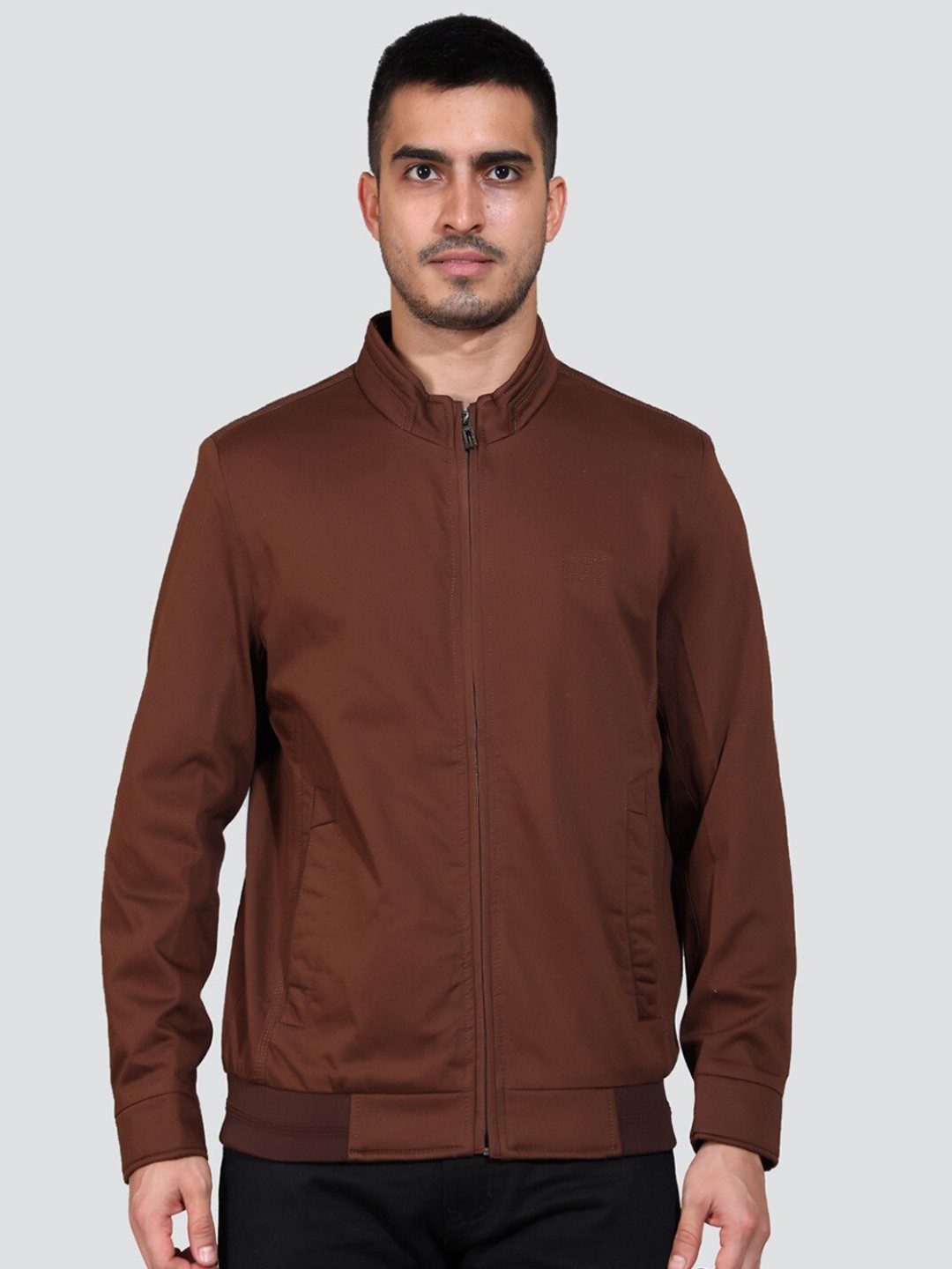

YOUNG CLUB CLASSIC Stand Collar Tailored Jacket, Brown