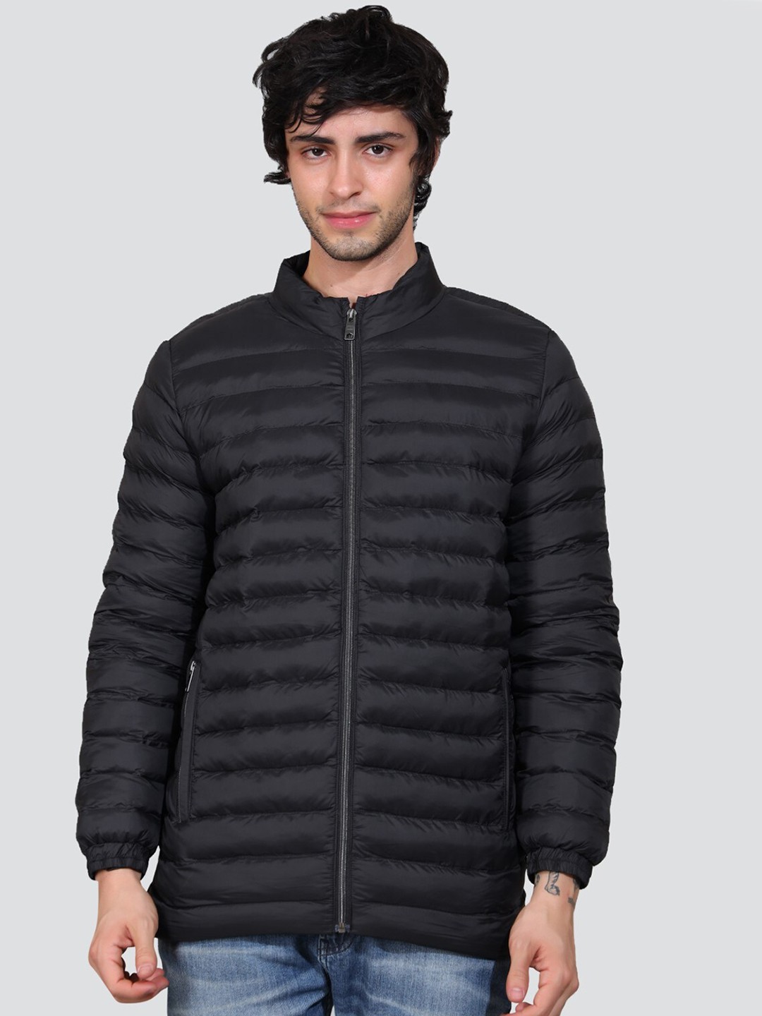 

YOUNG CLUB CLASSIC Mock Collar Long Sleeves Puffer Jacket, Black