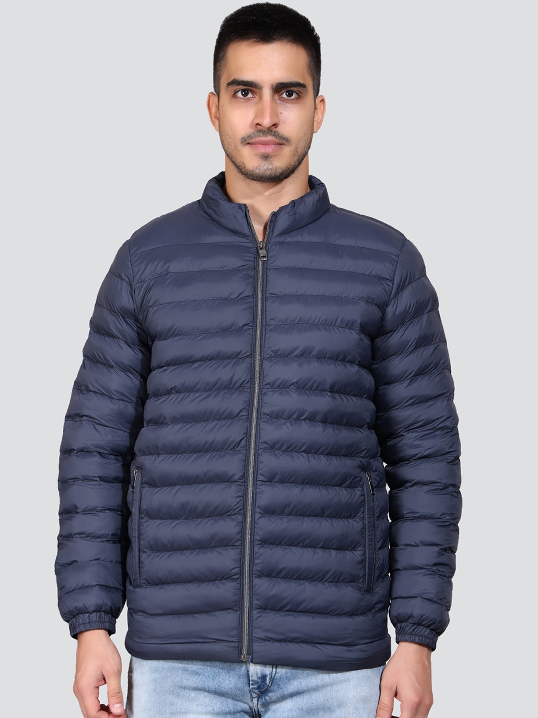 

YOUNG CLUB CLASSIC Mock Collar Puffer Jacket, Navy blue