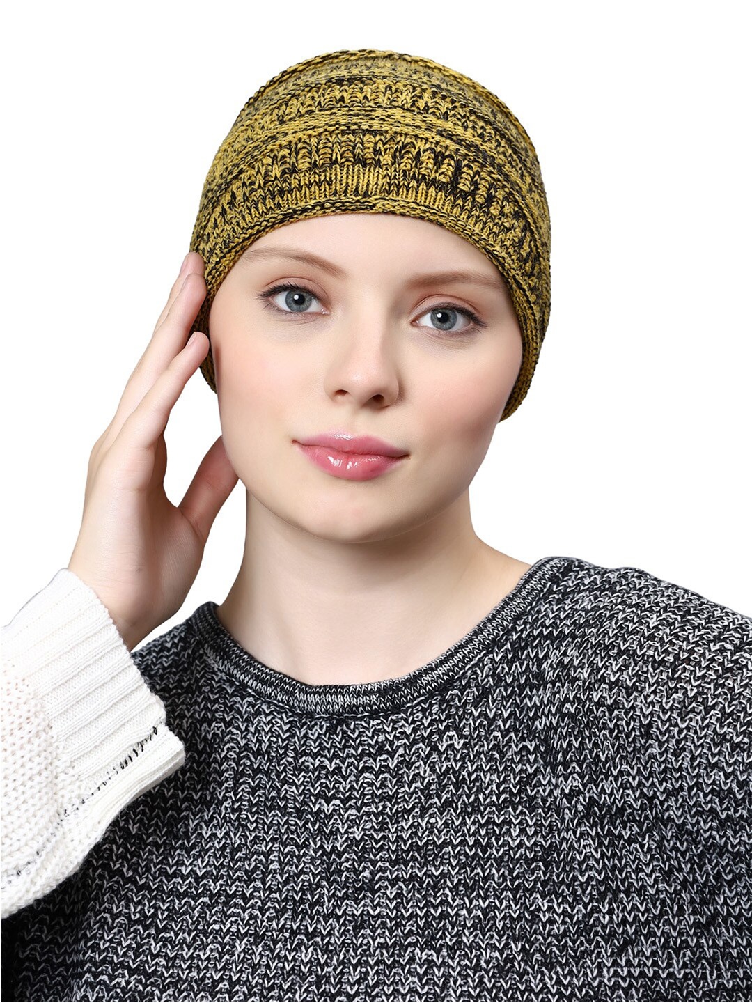 

Bharatasya Heathered Winter Knitted Earwarmer Headband, Yellow