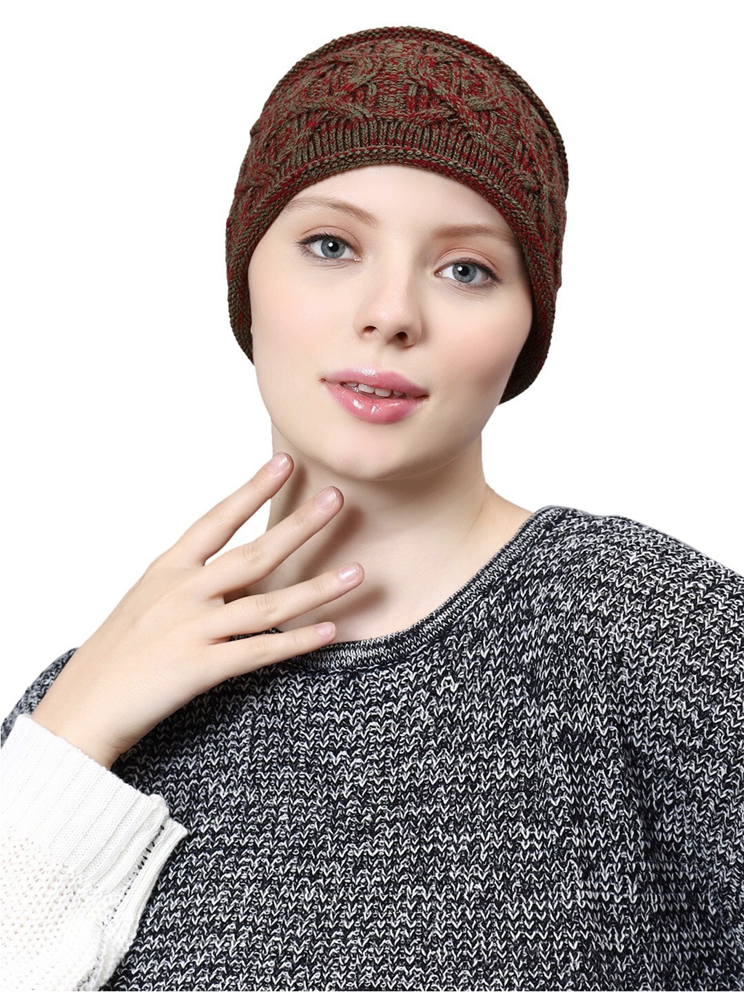 

Bharatasya Winter Knitted Earwarmer Headband With Rolled Edges, Brown