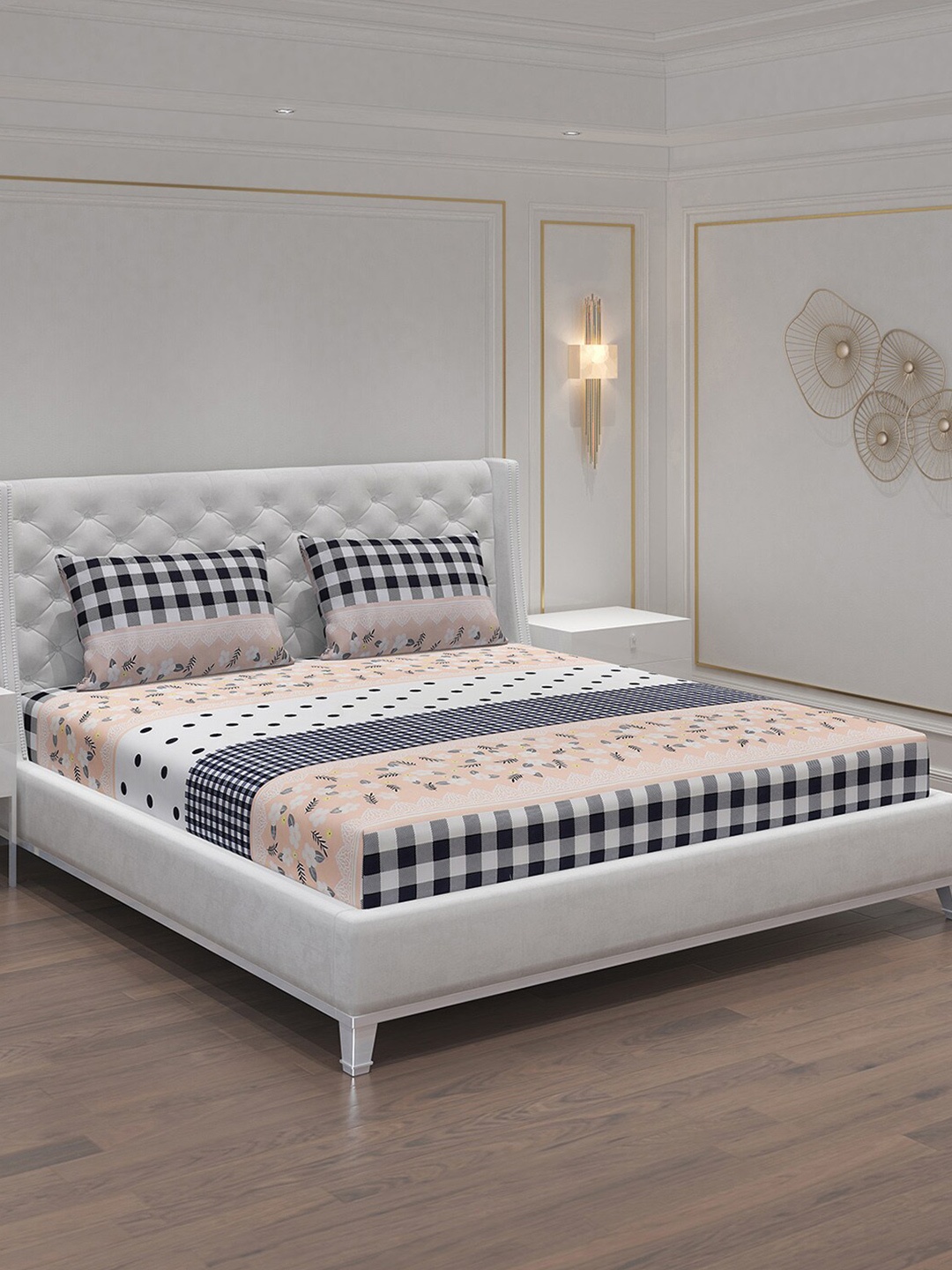 

Moca By Monte Carlo Dazzle Pink Geometric Microfiber 120 TC Queen Bedsheet & Pillow Covers