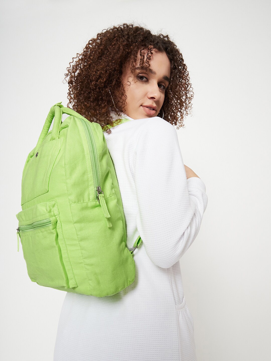 

Mast & Harbour Green Women Cotton Backpack