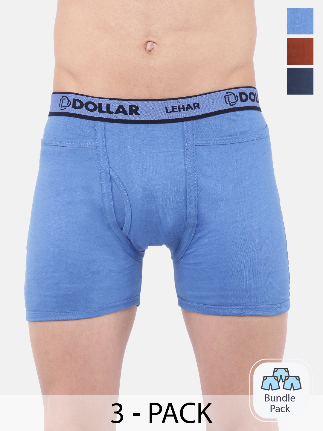 

Dollar Pack Of 3 Cotton Trunks MLHTR-04-PO3-ASST3, Blue