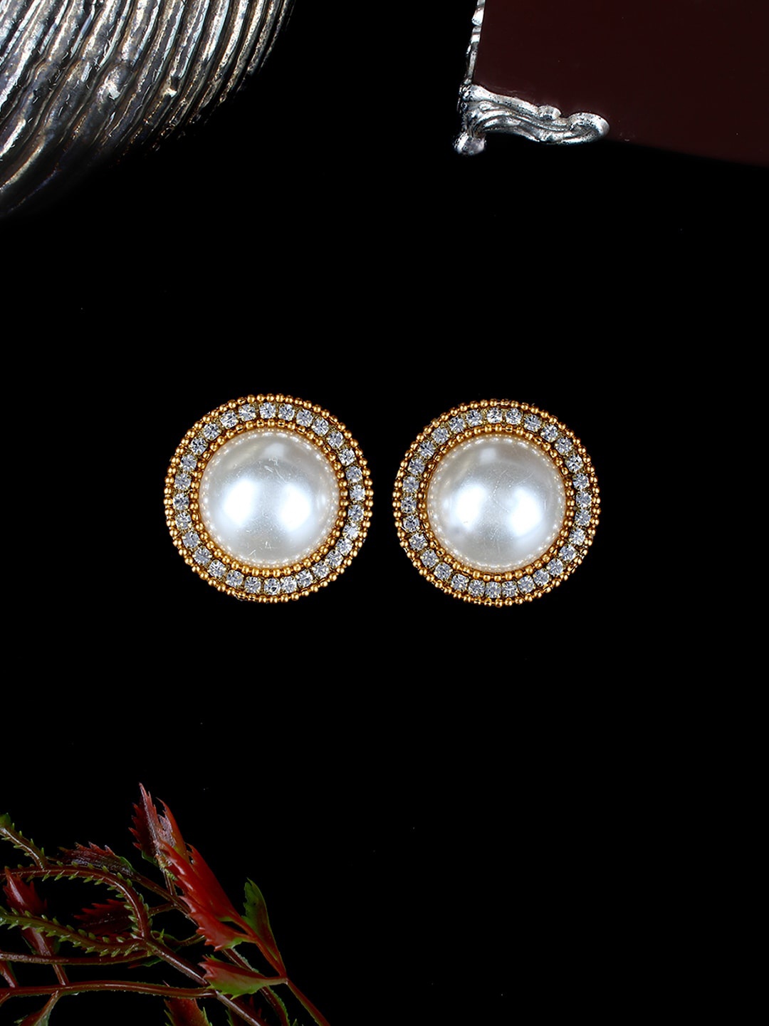 

Stylecast X KPOP Gold-Plated Rhinestone Circular Stud Earrings