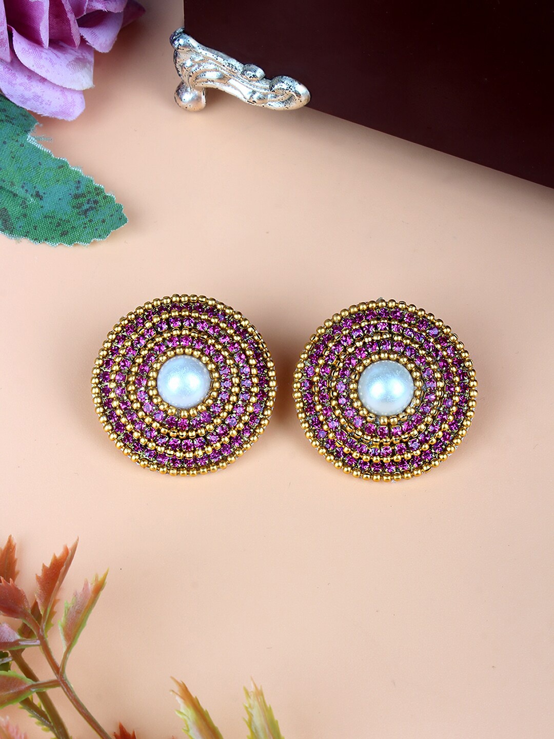 

Stylecast X KPOP Gold-Plated Rhinestone Circular Stud Earrings