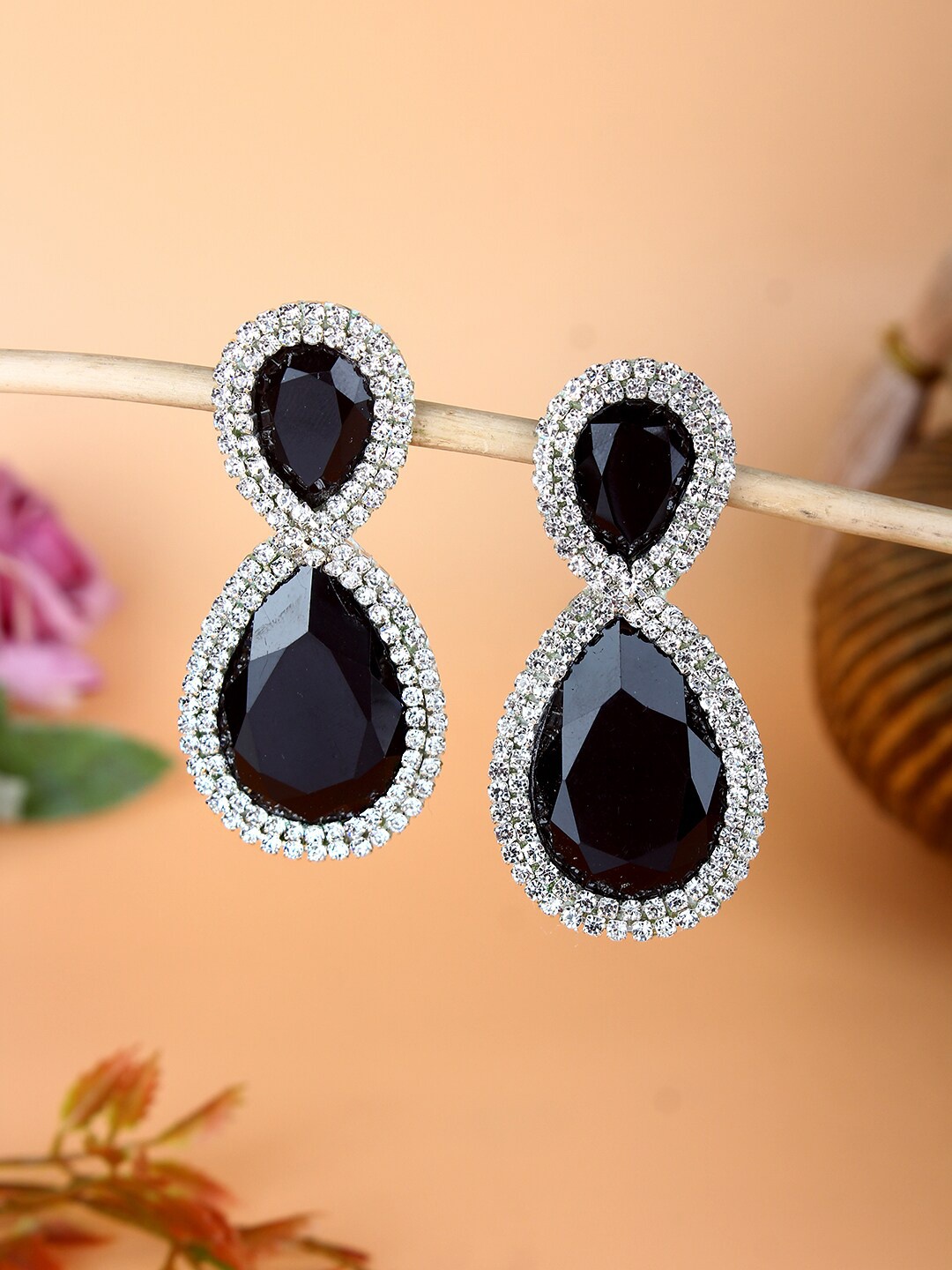 

Stylecast X KPOP Silver-Toned Rhodium Plated Cubic Zirconia Contemporary Drop Earrings