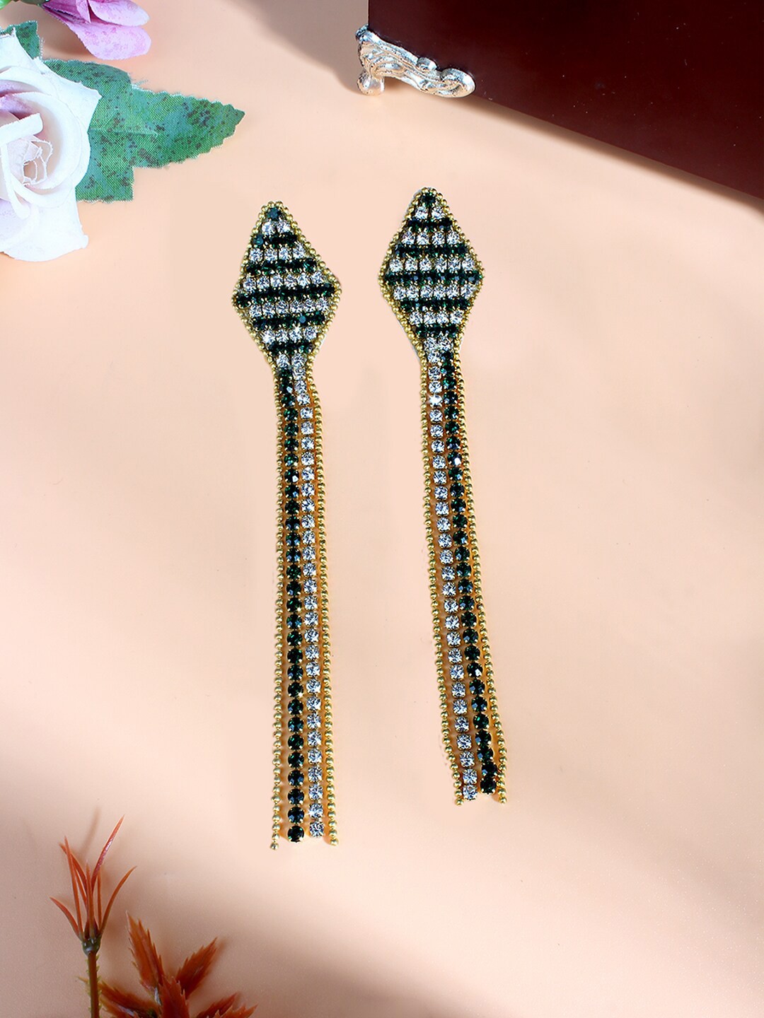 

Stylecast X KPOP Gold-Plated Rhinestone-Studded Contemporary Drop Earrings