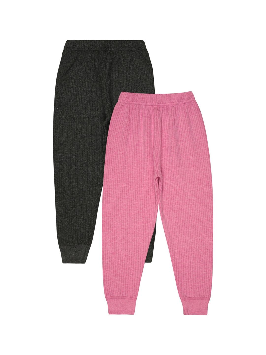 

BODYCARE INSIDER Kids Pack Of 2 Fuchsia Ribbed Thermal Bottoms, Charcoal
