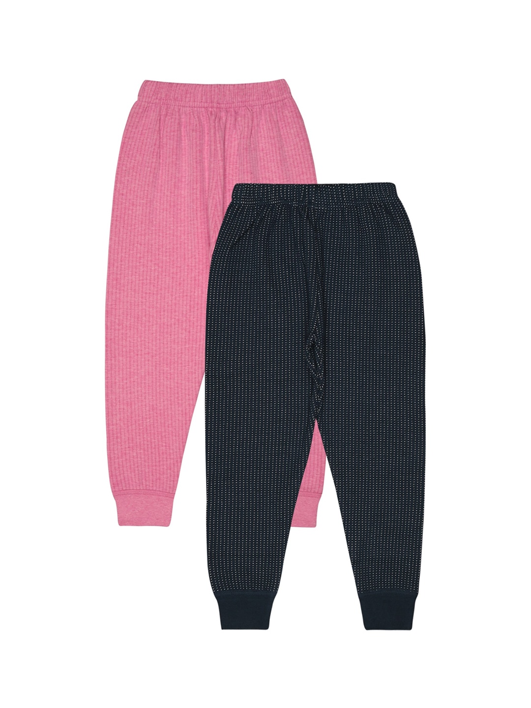 

BODYCARE INSIDER Kids Pack of 2 Striped Mid-Rise Thermal Bottoms, Pink