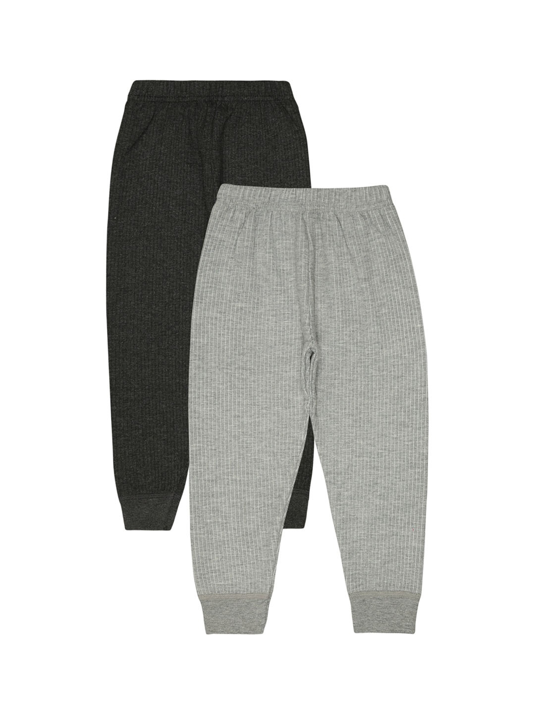 

BODYCARE INSIDER Kids Pack Of 2 Striped Thermal Bottoms, Grey melange
