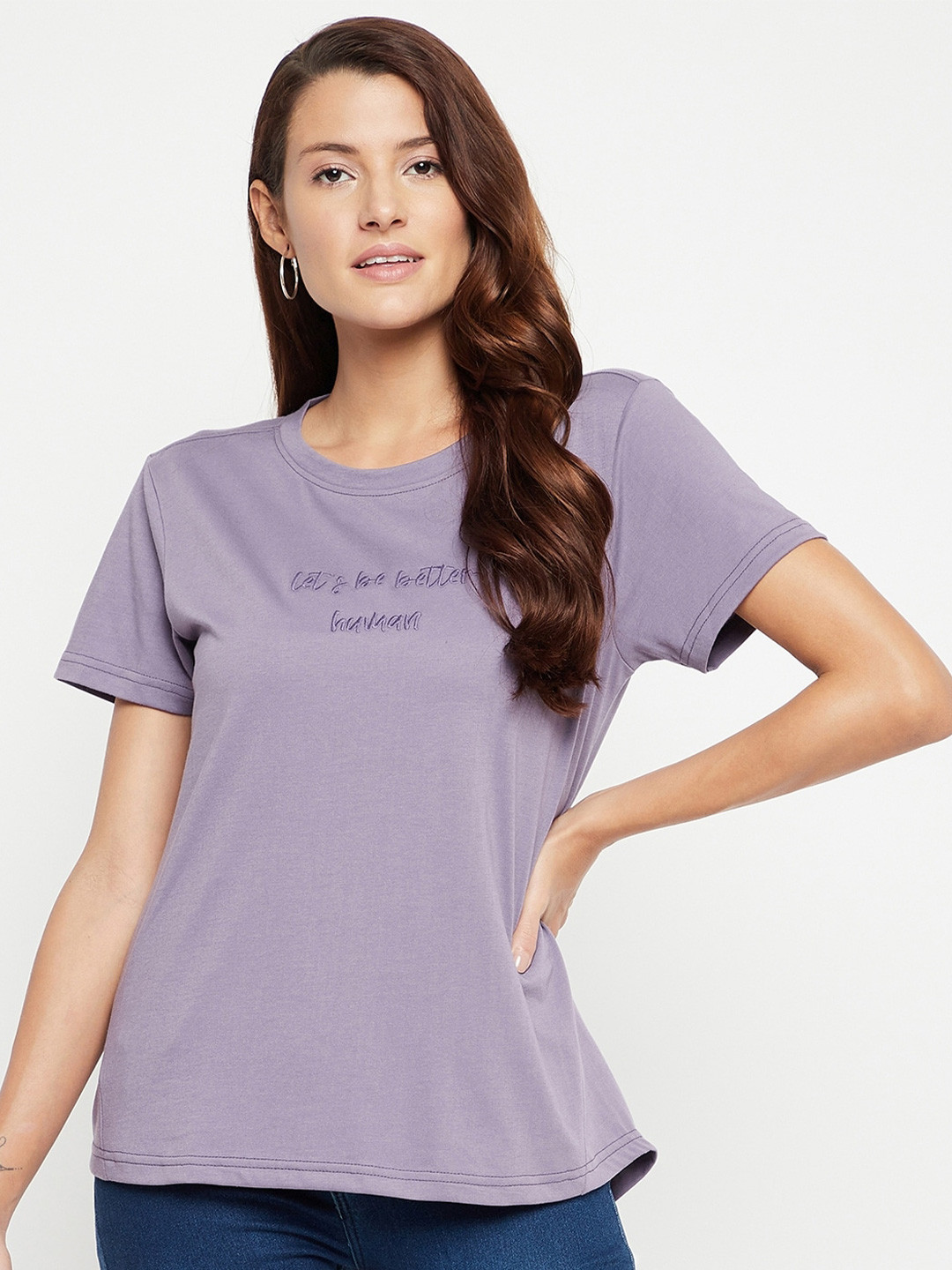 

URKNIT Typographic Printed Cotton T-shirt, Purple