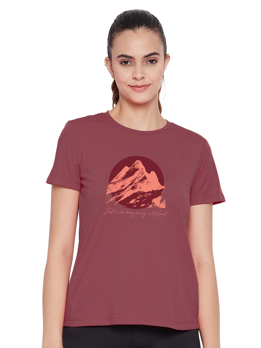 

URKNIT Graphic Printed Cotton T-shirt, Maroon