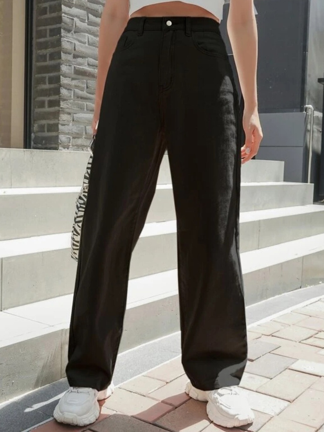 

BUY NEW TREND Women Comfort Straight Fit High-Rise Clean Look Denim Jeans, Black