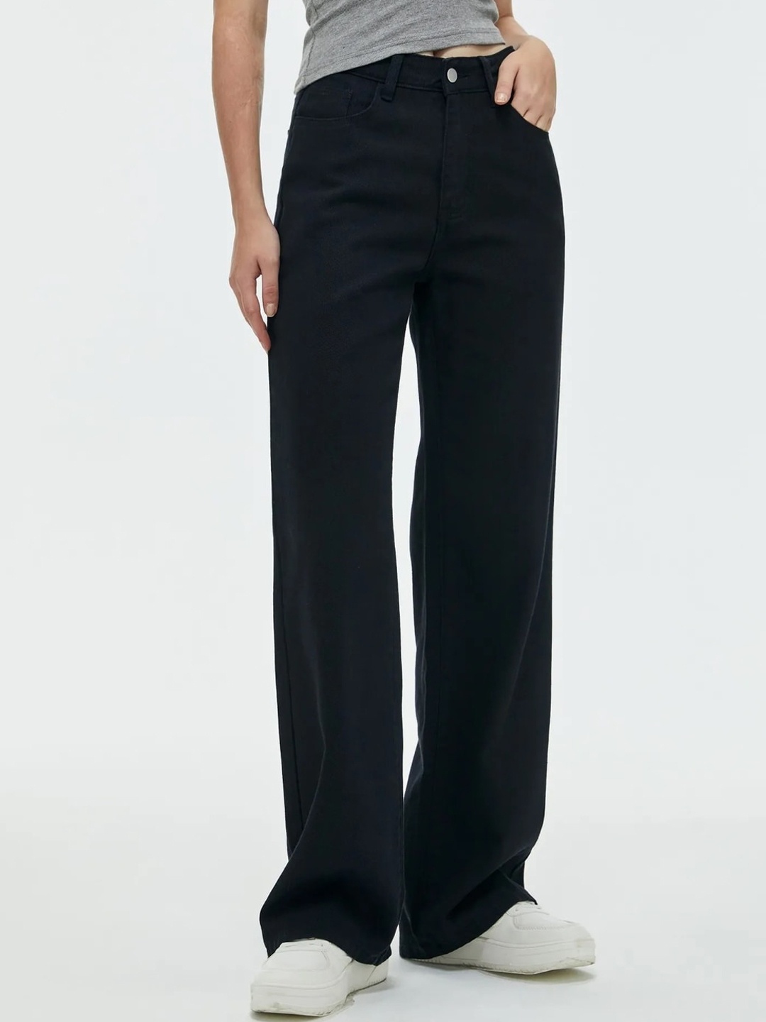 

BUY NEW TREND Women Comfort Wide Leg Clean Look Fit High-Rise Denim Jeans, Black