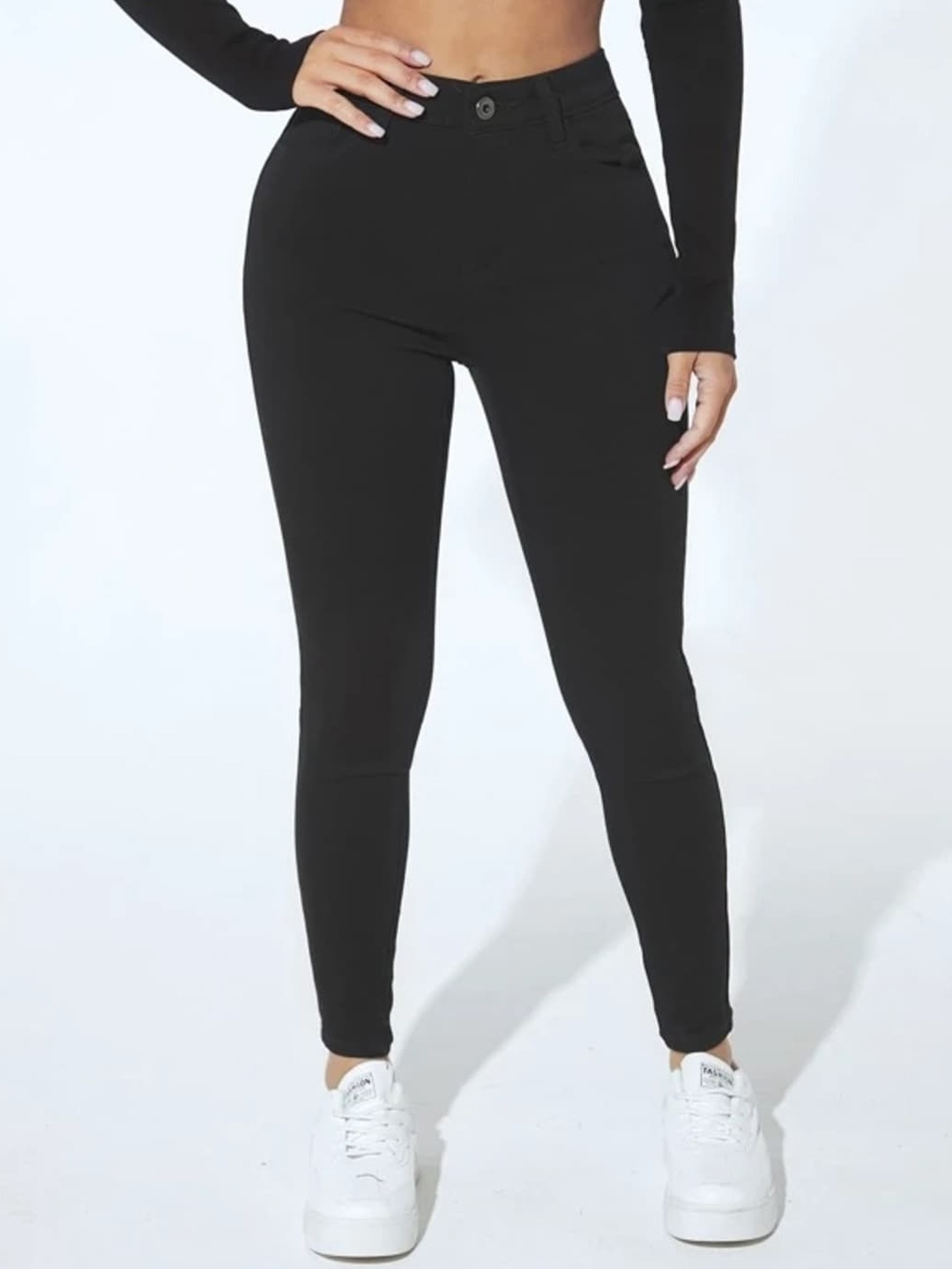 

BUY NEW TREND Women Skin Tight Skinny Fit High-Rise Clean Look Jeans, Black