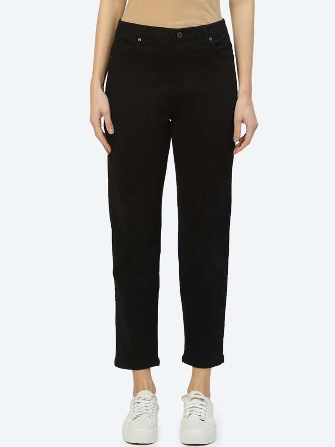 

2Bme Women Straight Fit Mid-Rise Clean Look Cotton Jeans, Black