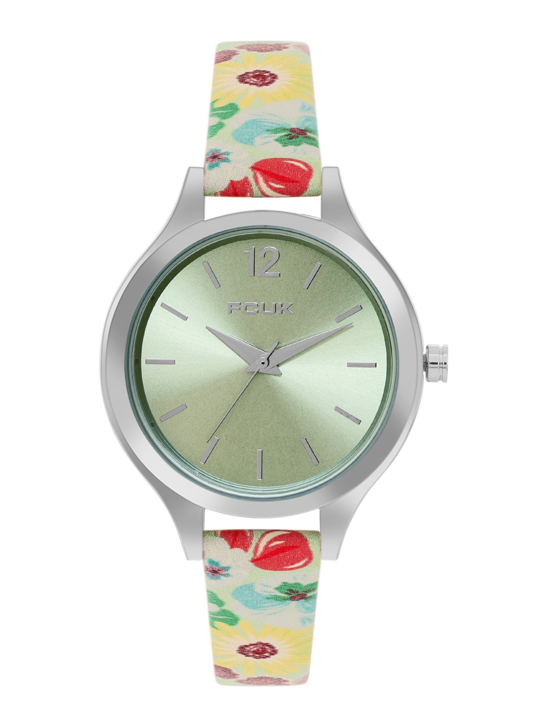 

FCUK Women Floral Print Leather Straps Analogue Watch FK00032B, Green