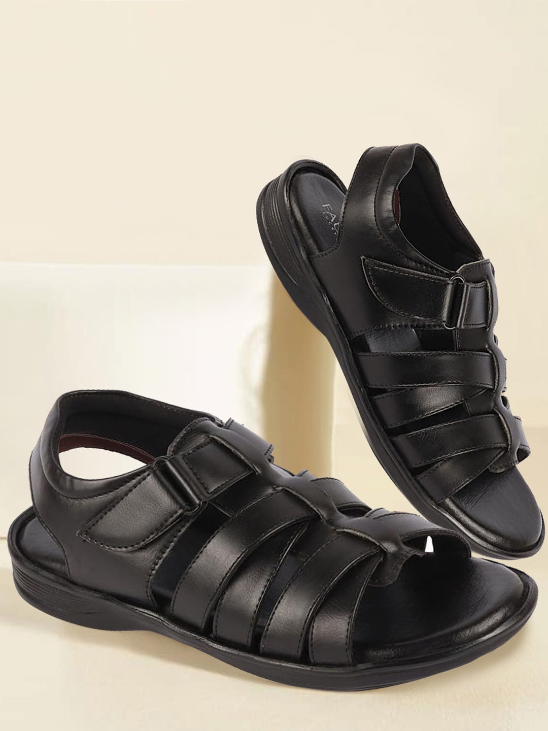 

FAUSTO Men Multi Strap Comfort Sandals, Black