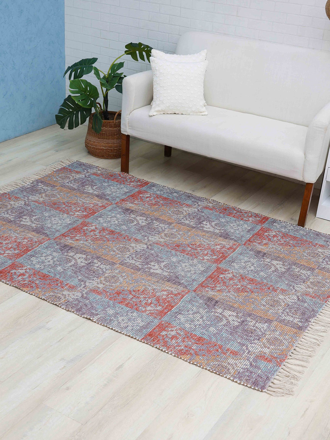 

Ariana Red & Blue Digital Printed Jute Dhurrie