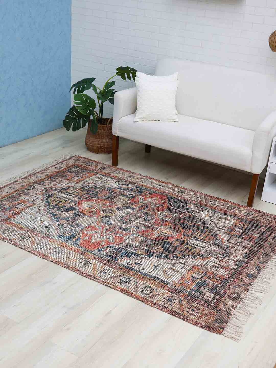 

Ariana Rust & Beige Digital Printed Jute Dhurrie