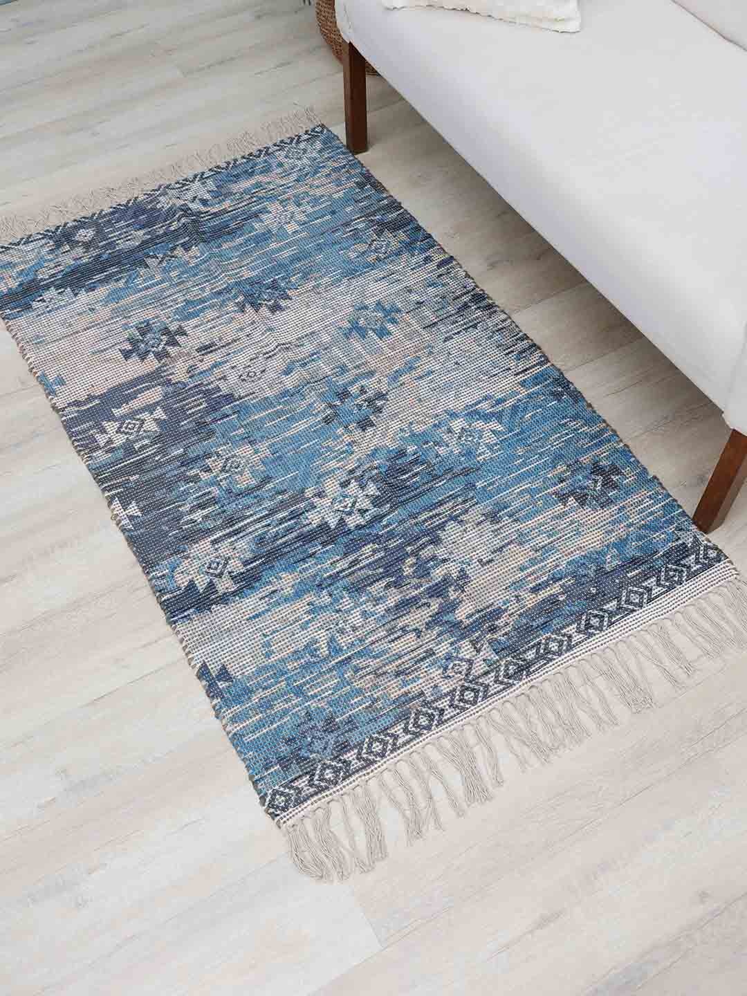 

Ariana Blue & Grey Digital Printed Jute Dhurrie