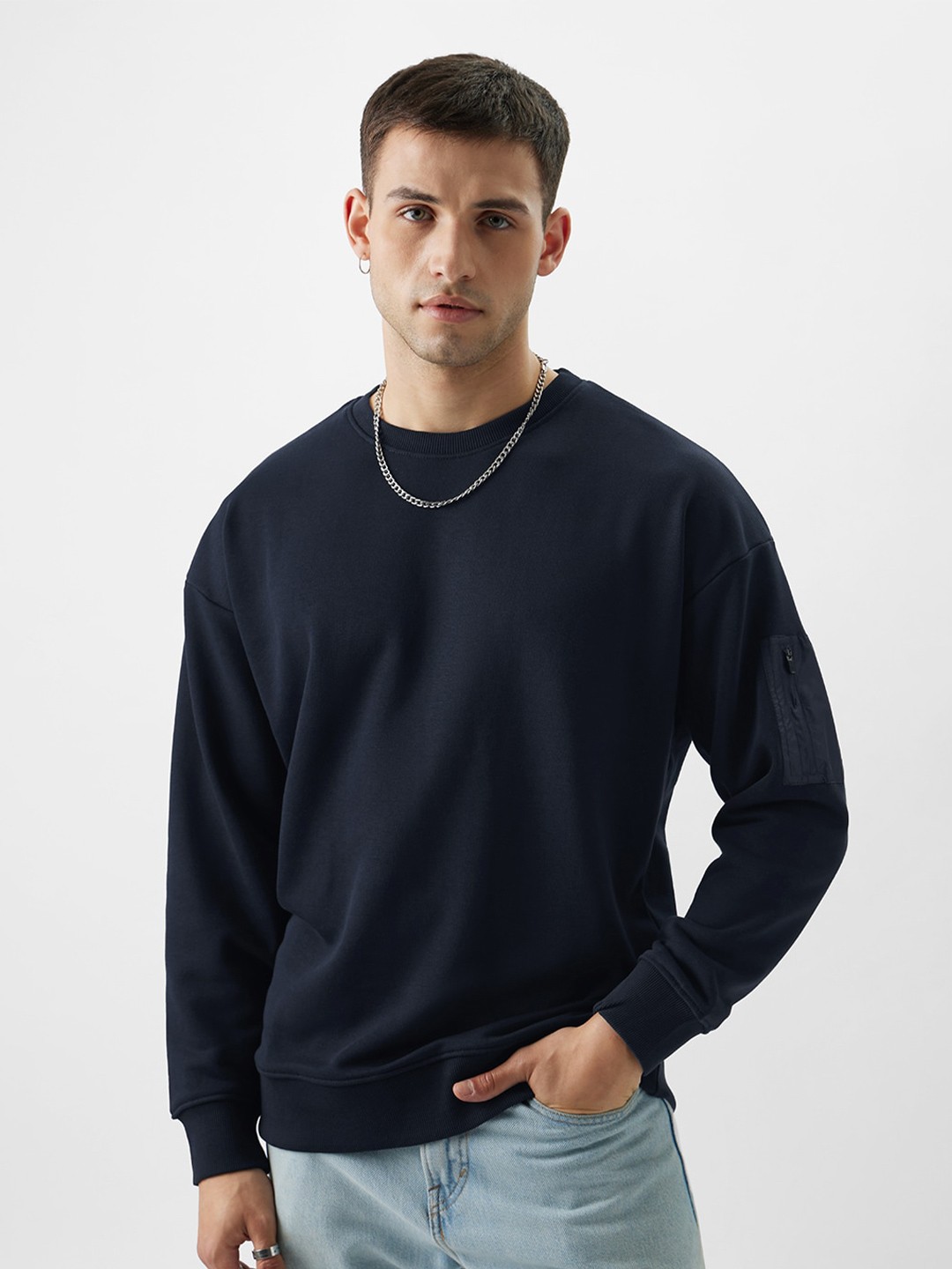 

The Souled Store Round Neck Long Sleeves Sweatshirt, Navy blue