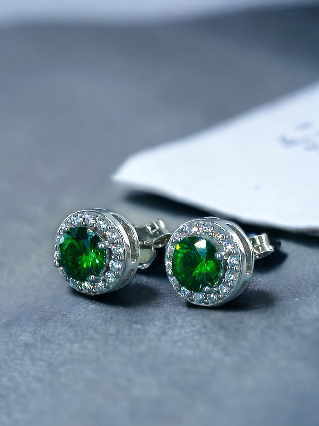 

Taraash Circular Shaped Cubic Zirconia Stone-Studded 925 Sterling Silver Studs Earrings