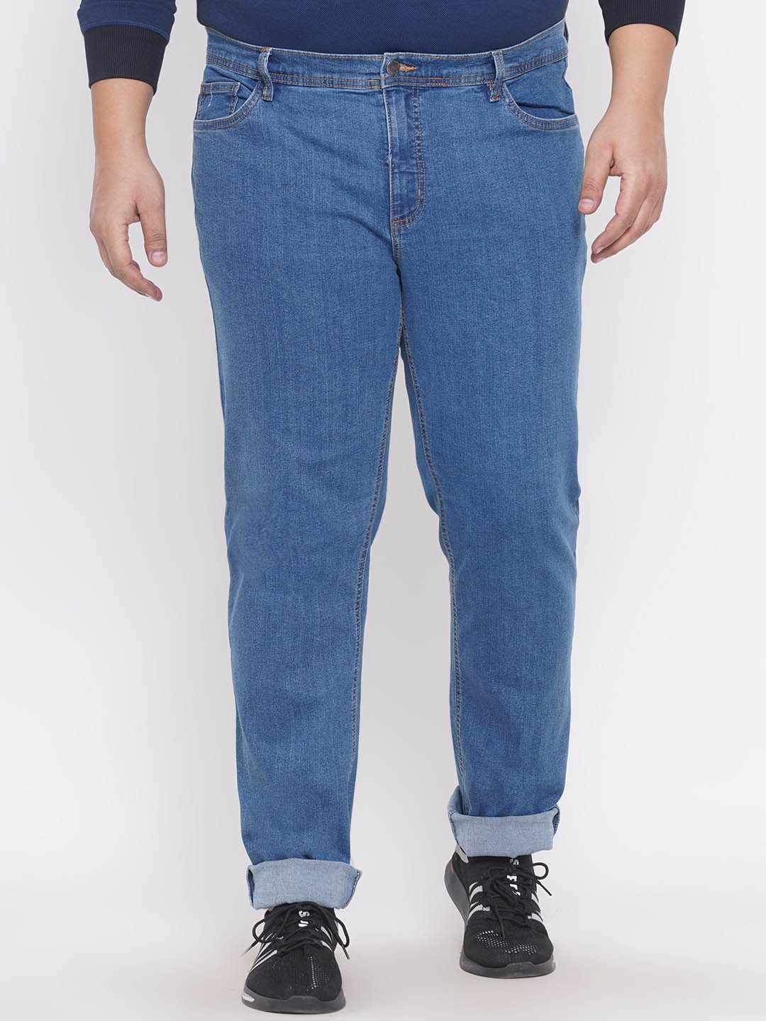 

Santonio Men Mid Rise Clean Look Pure Cotton Jeans, Blue