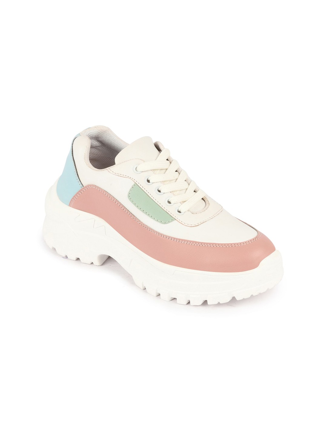 

FAUSTO Women Colourblocked Lightweight Comfort Insole Basics Sneakers, White