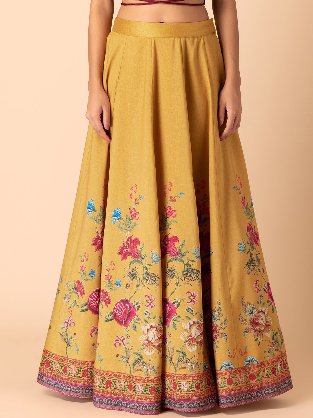 

INDYA Floral Printed Flared Maxi Skirt, Yellow