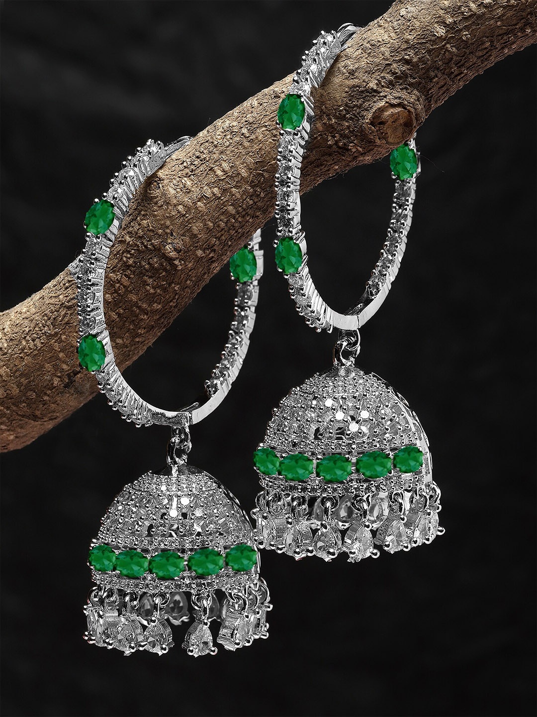 

KARATCART Silver-Plated Contemporary Jhumkas