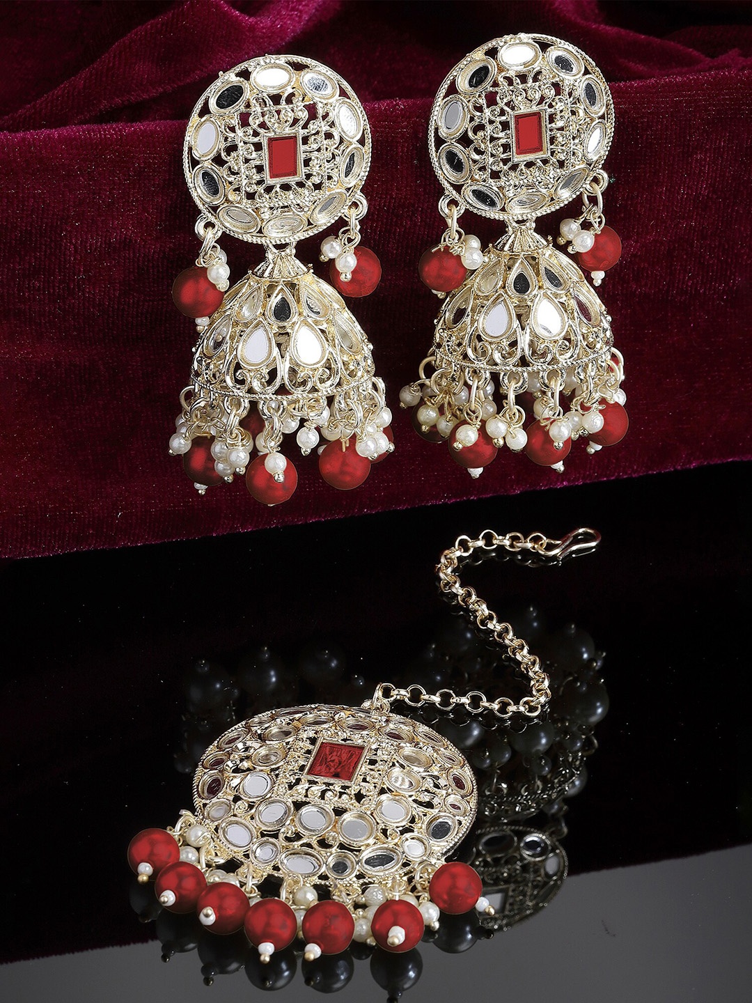 

KARATCART Gold-Plated Kundan Stone Studded Jewellery Set