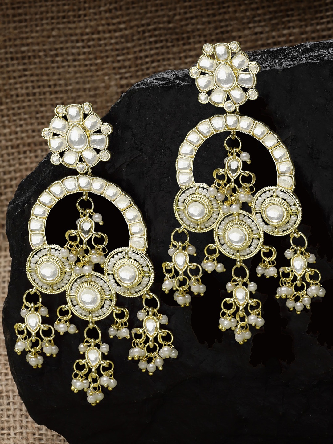 

KARATCART Gold-Plated Contemporary Drop Earrings