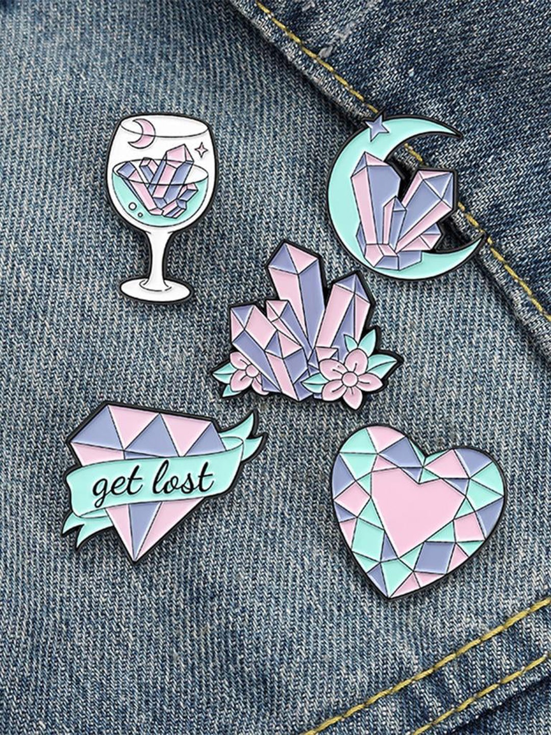 

Lyla Set Of 5 Textured Brooch, Purple