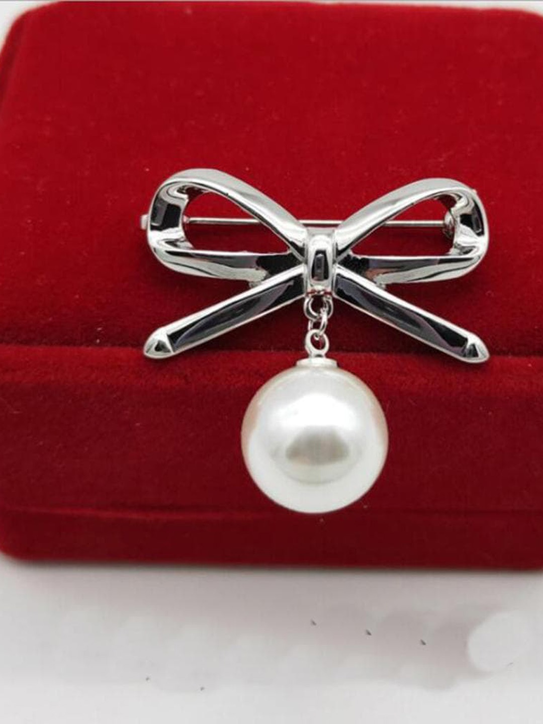 

Lyla Women Silver-Toned Bow Brooch
