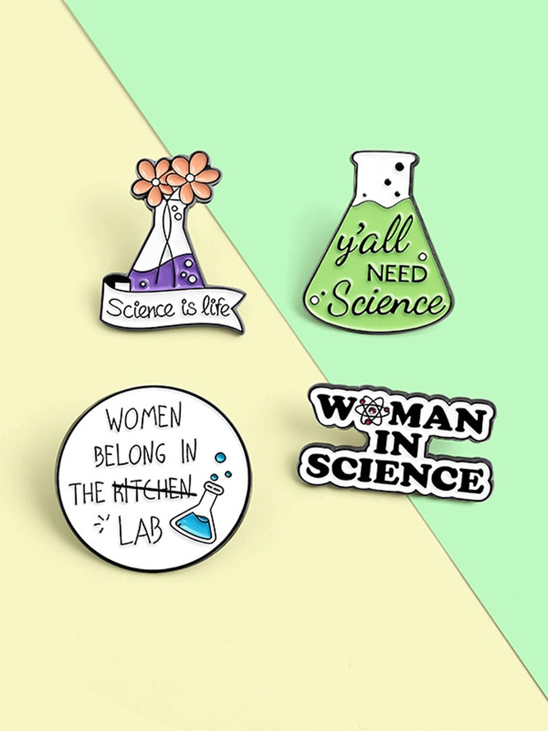 

Lyla Set Of 4 Alloy Science-Charm Brooch, Black