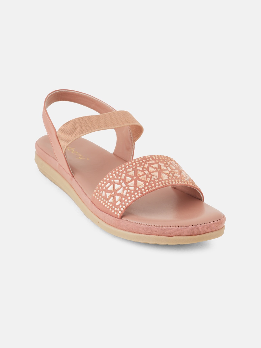 

DressBerry Peach-Coloured Embellished Open Toe Flats