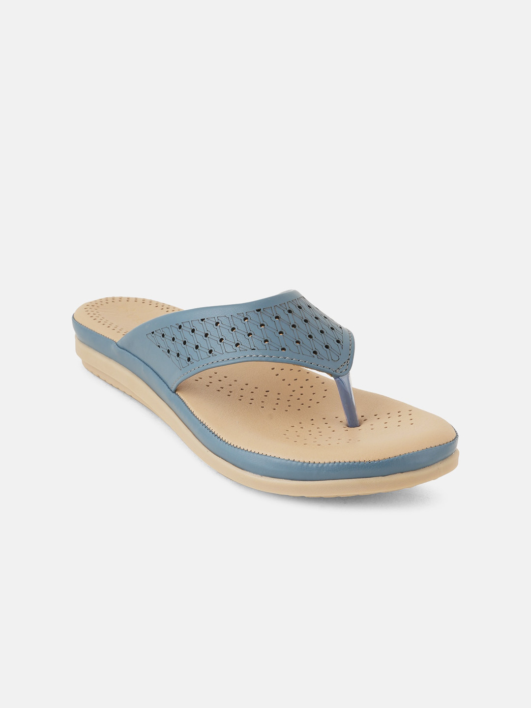 

DressBerry Blue & Beige Perforated Open Toe Flats