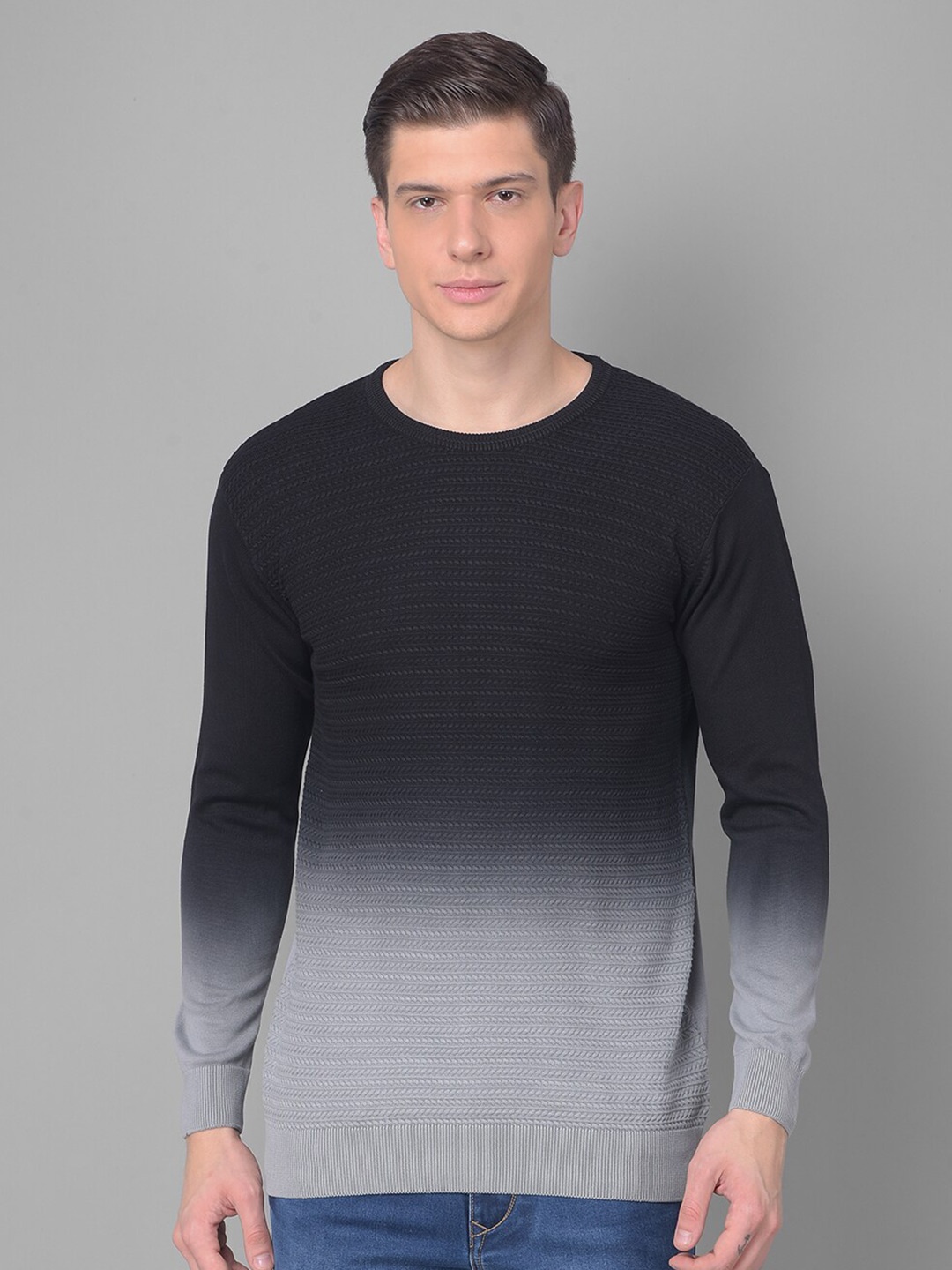 

COBB Colourblocked Round Neck Acrylic Pullover, Grey
