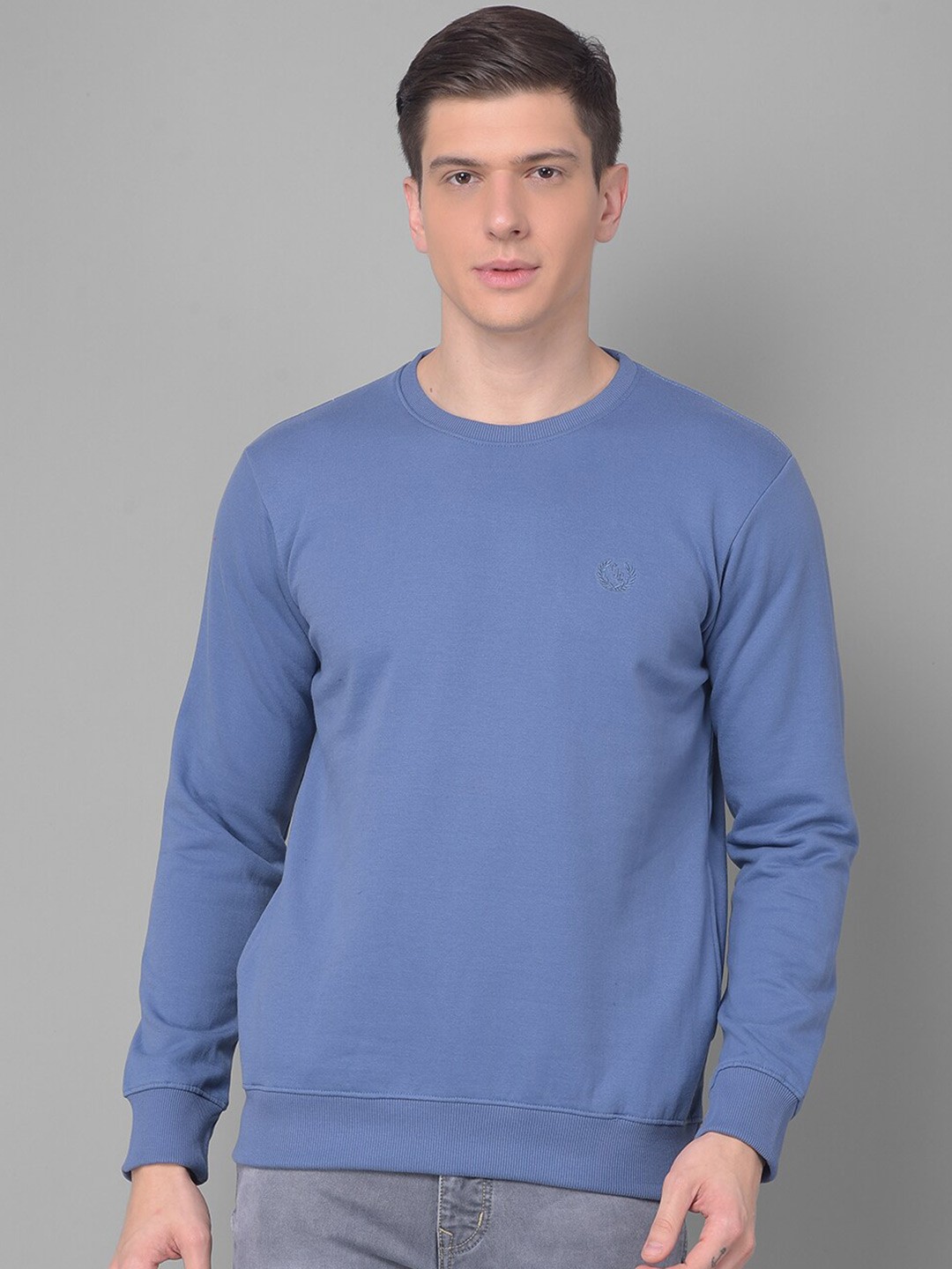 

COBB Round Neck Cotton Pullover Sweatshirt, Blue