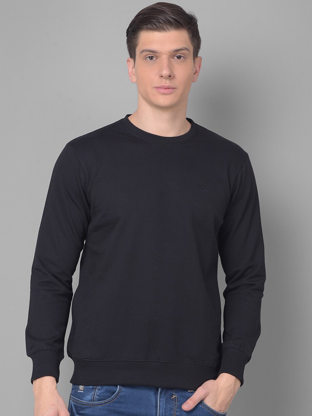 

COBB Round Neck Cotton Pullover Sweatshirt, Black