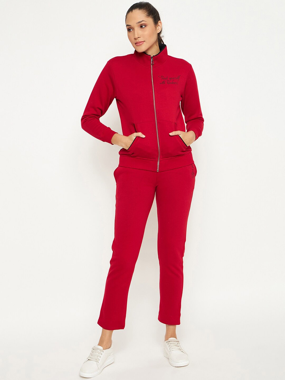 

Duke Mock Collar Fleece Track Suit, Red